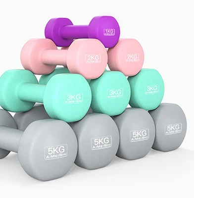 Women Neoprene Dumbbell Sets Portable Colorful Gym Fitness Plastic Bone Dip Dumbbell