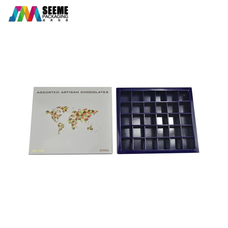 custom design high quality paper gift box with blister tray food candy box chocolate bar chocolate ball packing box