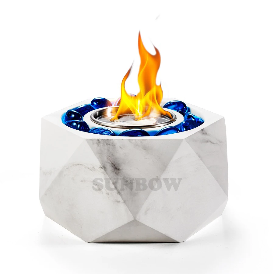 Новый шестигранный дизайн SUNBOW бетонная настольная каминная чаша биоэтанол мраморный эффект Портативный цементный стол