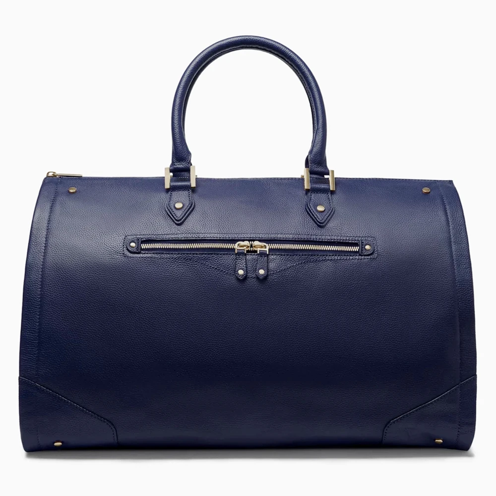 Custom Pebble Leather Ladies Foldable Garment Dress Duffle Travel PU Weekender Bag For Women