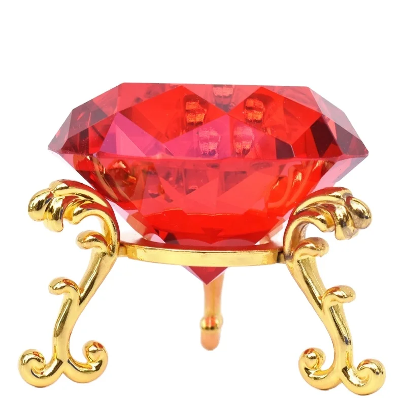 Cheap wholesale transparent multi-color crystal diamond stand crystal with silver gold metal stand for home office decoration