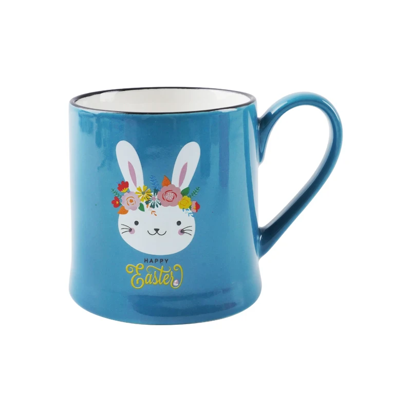 New Bone China Enamel Custom Logo Ceramic Mugs Easter Ceramic Cup Mug Rabbit Porcelain Coffee Cup