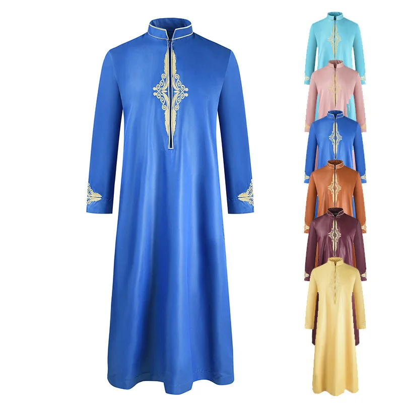 Muslim Arabic Men Jubba Thobe Button Robe Pants Clothes Suit Abaya Saudi Arabia Eid Turkey Kurtas Islamic Muslim Clothing