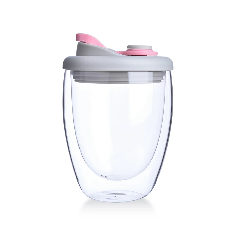 Factory Hot Sale Wholesale  250ml/350ml/450ml heat resistant Double Wall Cup Milk Coffee Glass cup High Borosilicate Glass cup