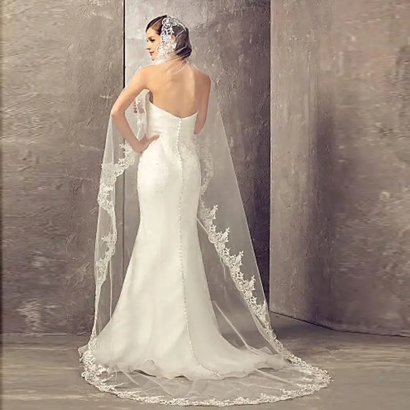S3541F   New New White Water Soluble Lace Wedding Dress Veil Manufacturer 3m Wedding Soft Yarn