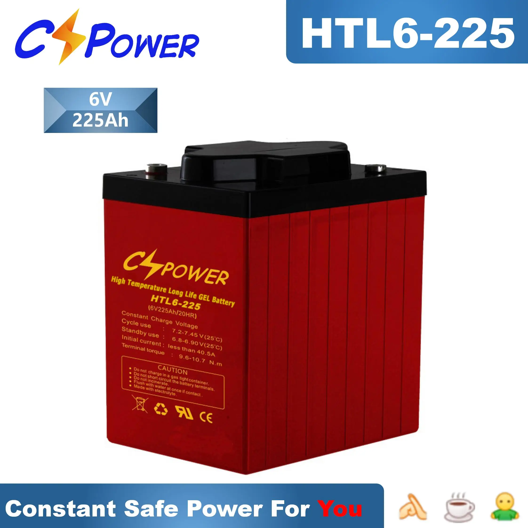 CSPower In stock trojan quality deep cycle gel battery 6V225ah for golf cart /solar system use HTL6-225