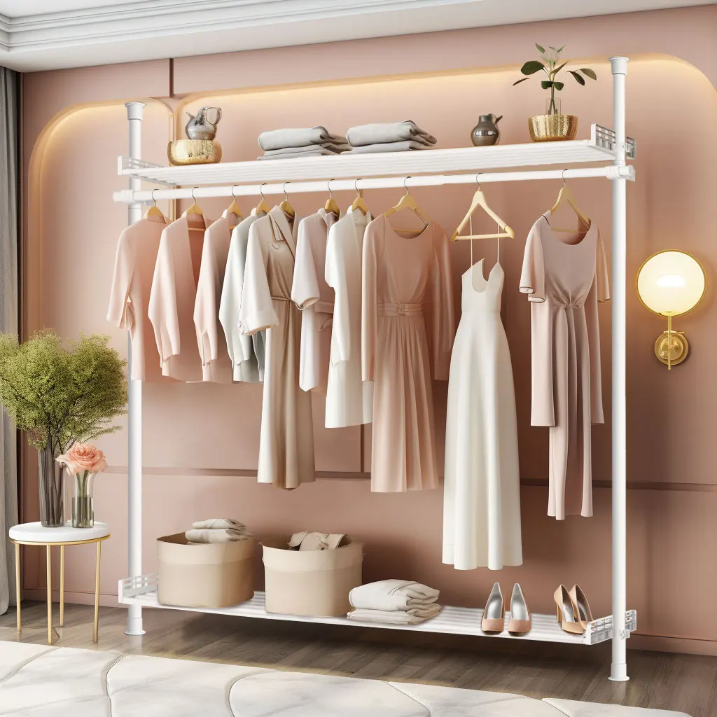 Black Free Standing Hanging Bag Hat Jacket Umbrella Multifunctional Coat Rack Stand Metal Clothes Hanger Stand