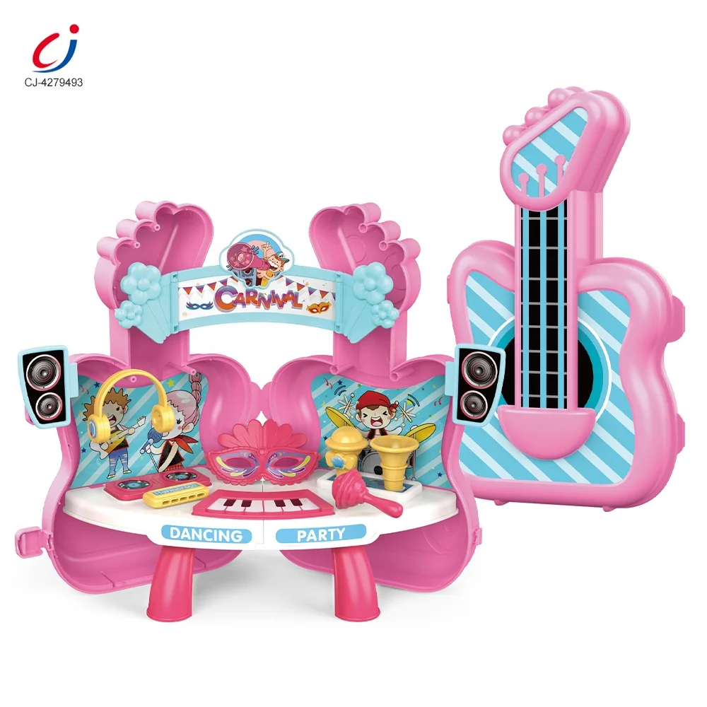 Chengji pretend play items kids 2 in 1 deformable guitar backpack simulated karaoke toy set other pretend play and preschool