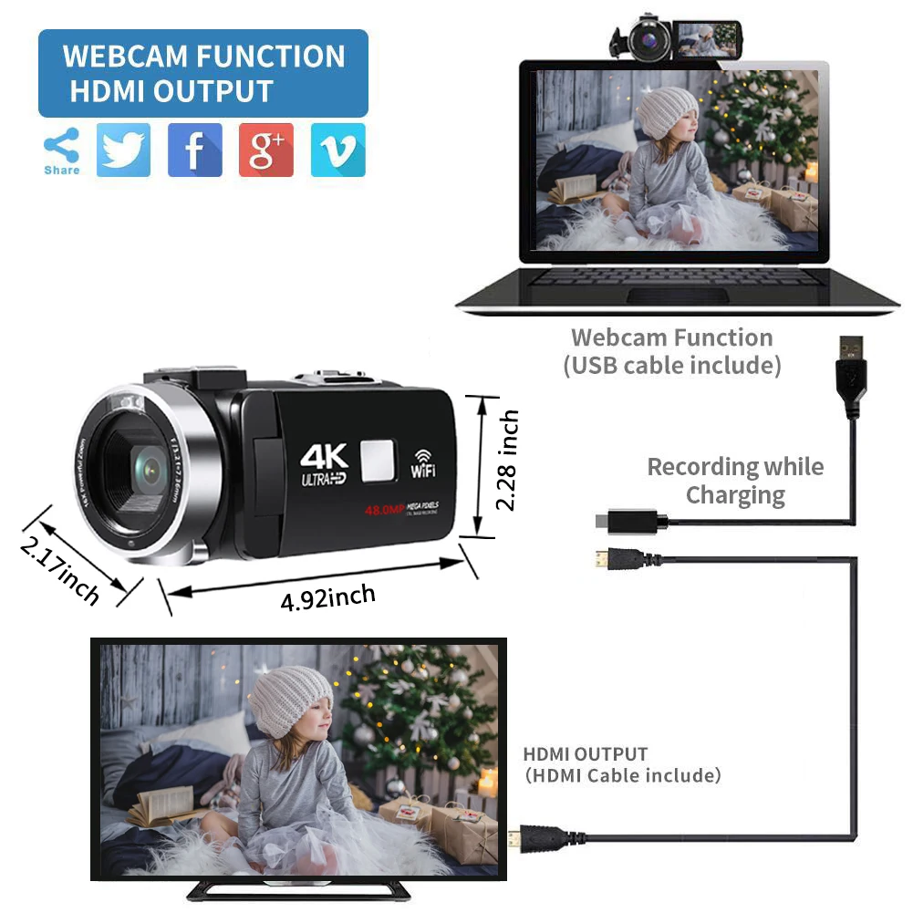  Видеокамера UHD Real 4K 48 МП сенсорный экран 3 0 дюйма камера ночного видения реальная видеокамера с