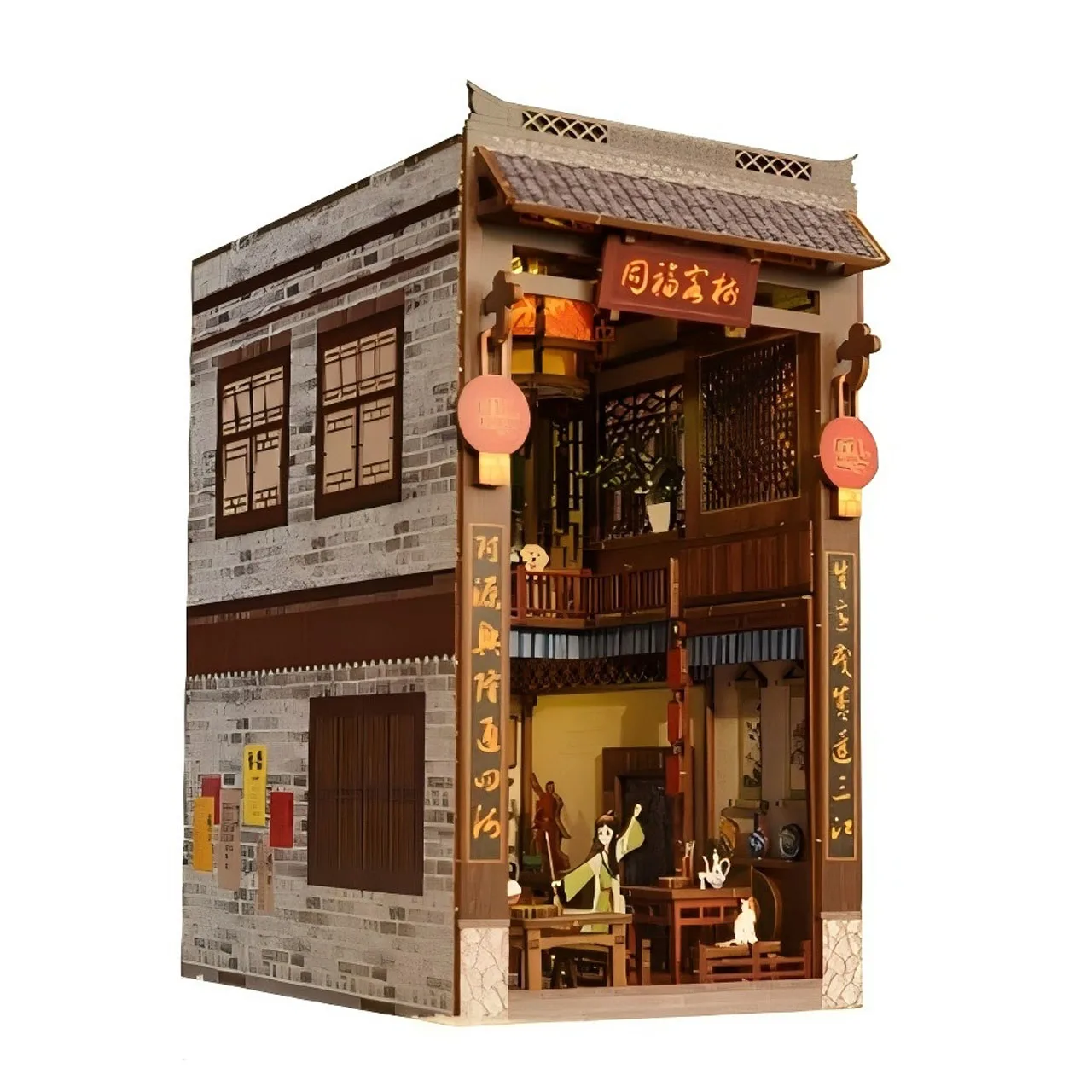 Astlowsnail CH01 китайский стиль Tongfu Inn Bookends 3D Book Kit Nook Puzzle DIY со светодиоидным светом