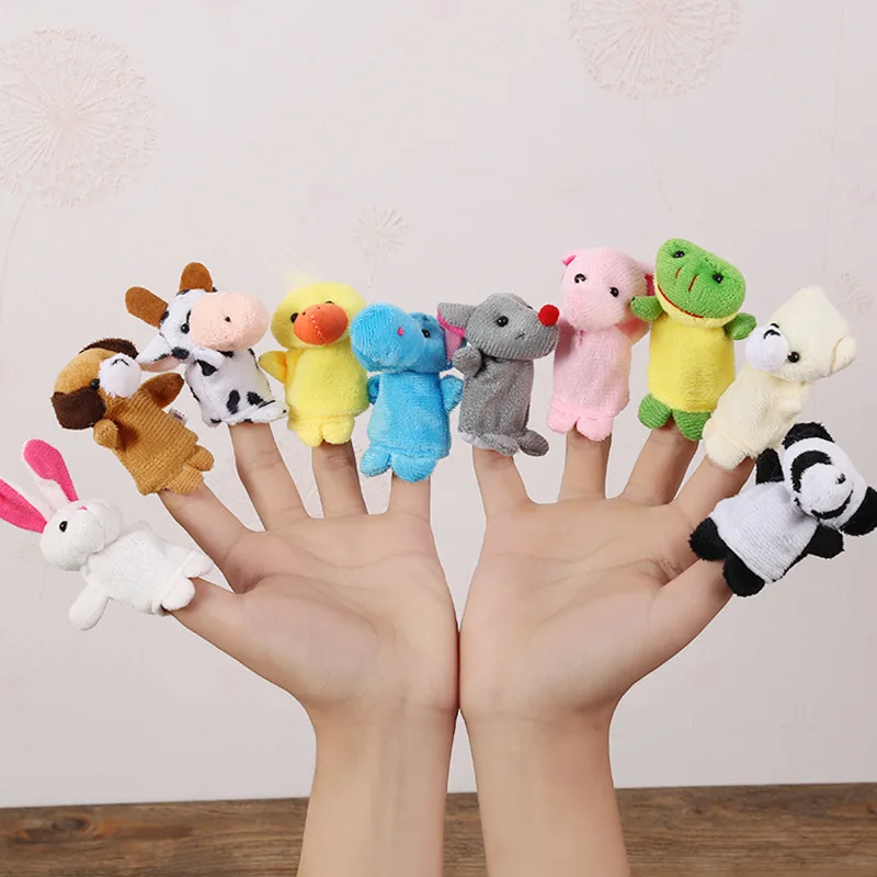 10pcs Soft Plush Animal Finger Puppets Set Mini Plush Figures Toy For Baby Story Time
