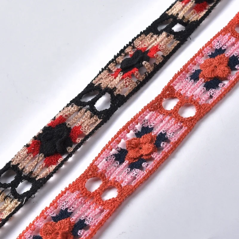 Wholesale Embroidery Lace Trim Colorful Crochet Trims for Garments Decoration