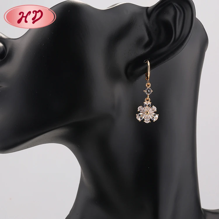 Fashion crystal 18k gold plated zircon womens earring Long Hanging drop Earrings jewelry for women Girls