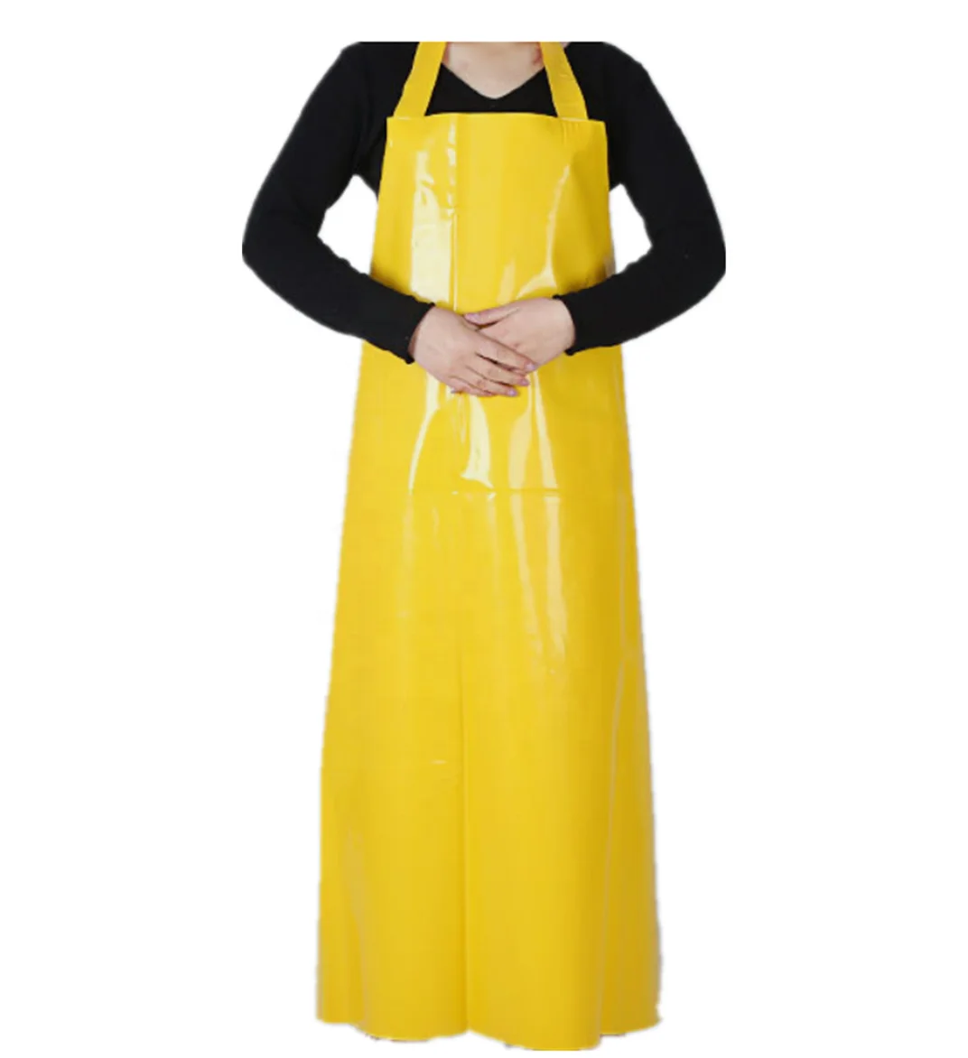 Chemical Use Yellow  Pvc Apron Custom Logo Plastic Waterproof Kitchen Apron Pvc Chef Apron