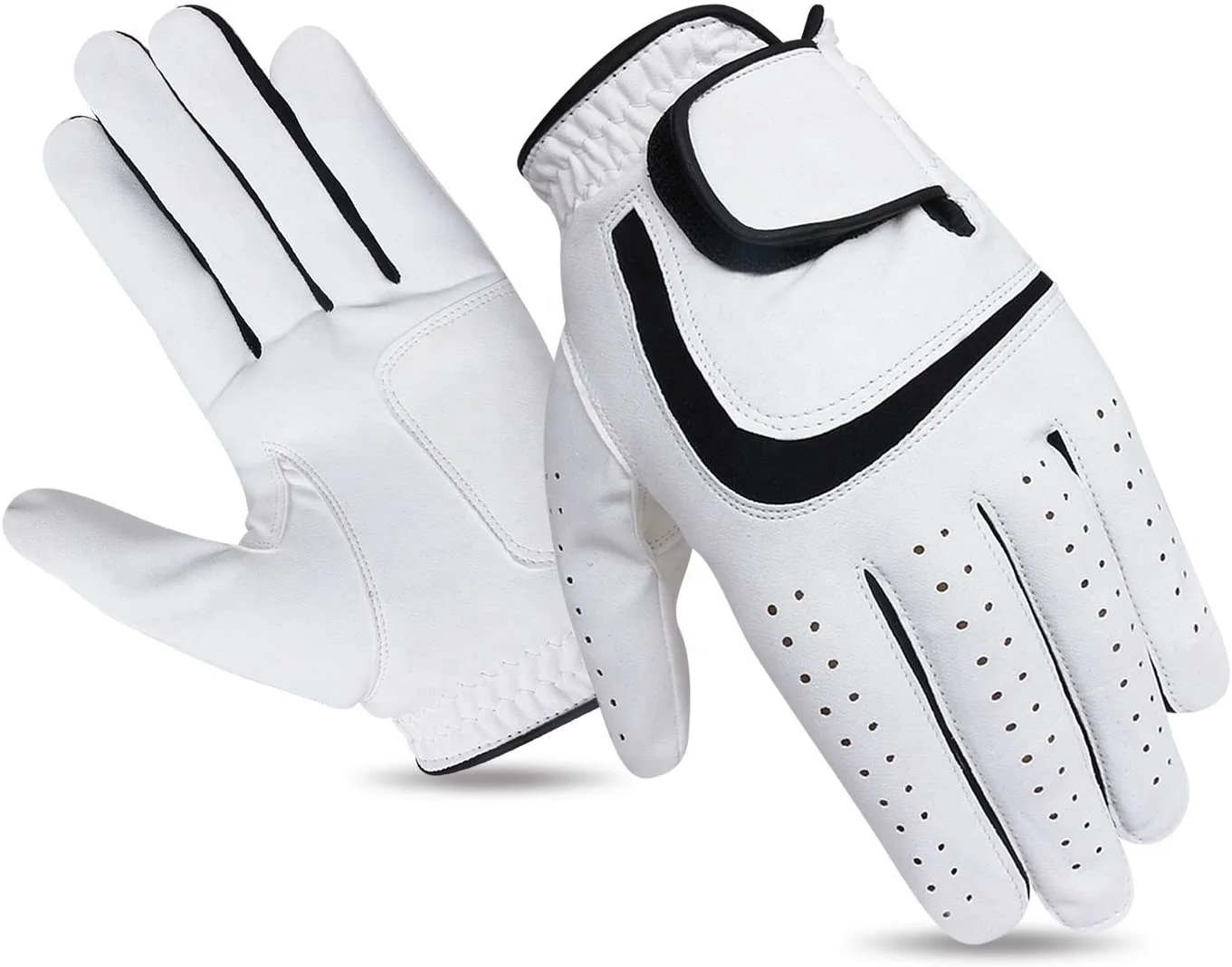 
Golf Gloves Left and Right Hand Compression Fit Stable Grip Genuine Leather Soft Flexible Durable and Comfortable 