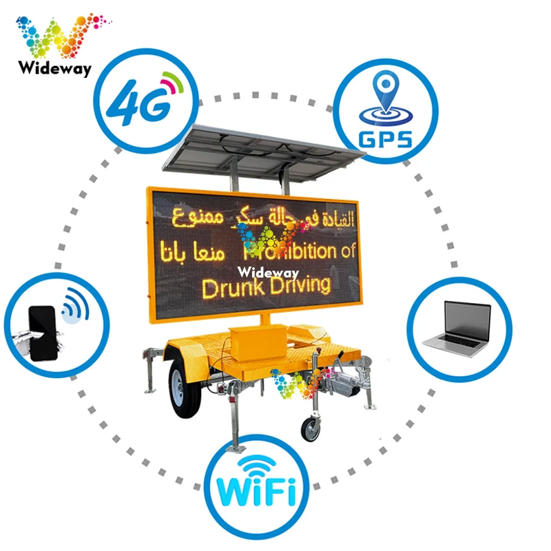 Outdoor Led Traffic VMS Mobile Trailer Mount Road Solar Portable Variable Message