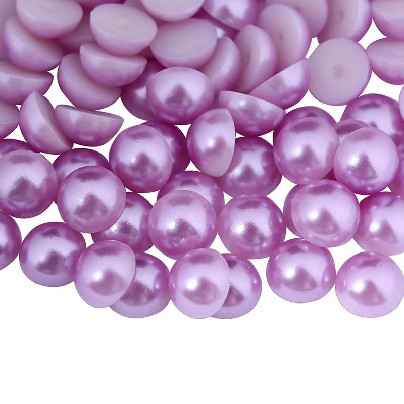 Meiyin Meilin Flat Back Pearl Pink AB Rhinestone Applique Half Round Beads Flatback loose pearls jewelry Decoration