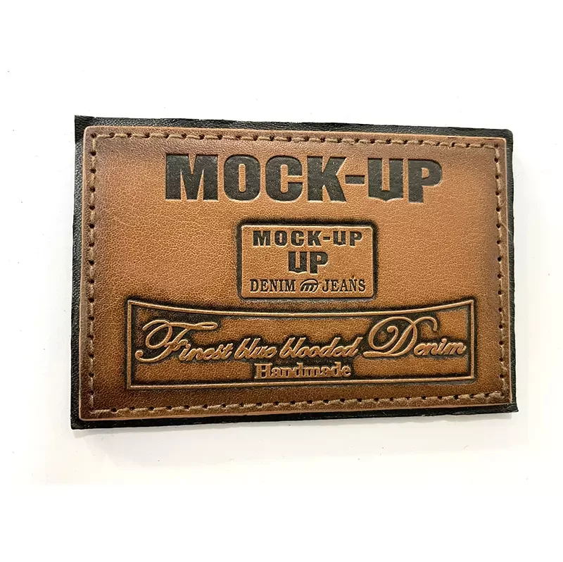 Custom Pu imitation leather label jeans voltage PU leather brand embossed foil stamping leather patch