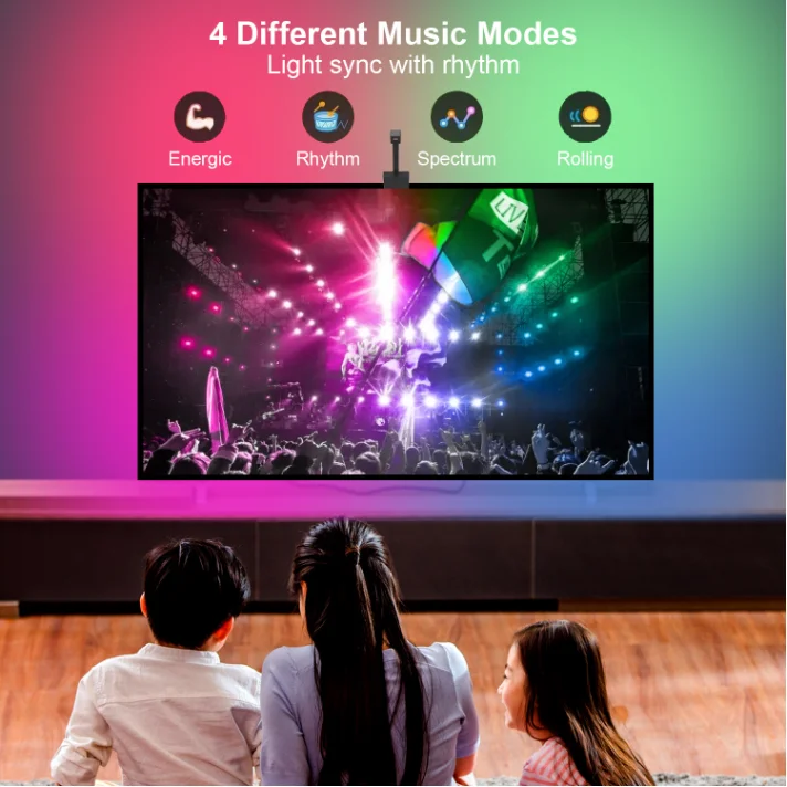 IP20 3.8m 12V RGBIC Video Game Display Accessories RGB Decor Bar LED Smart TV Backlight Strips Lights With Camera for Tv