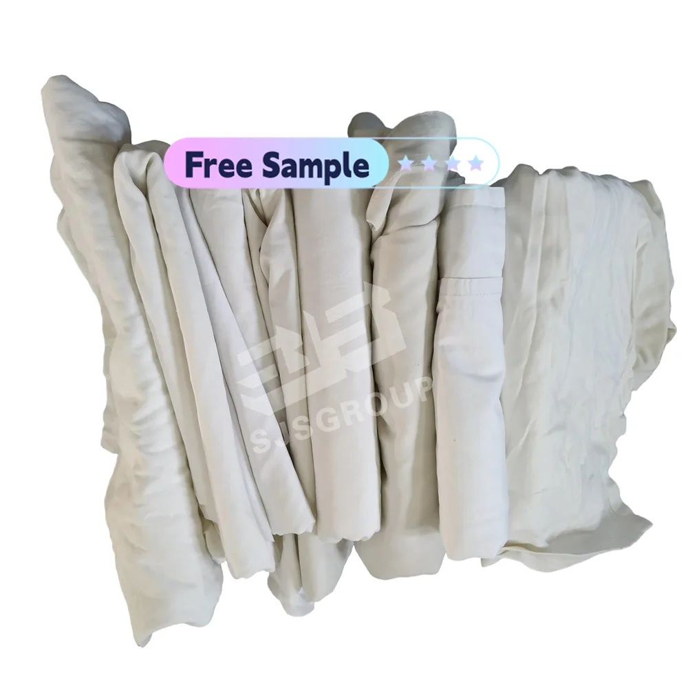 10Kg 20kg 25kg Fabric cutting pieces recycled industrial white garment leather scrap textile waste bed sheet cotton rags
