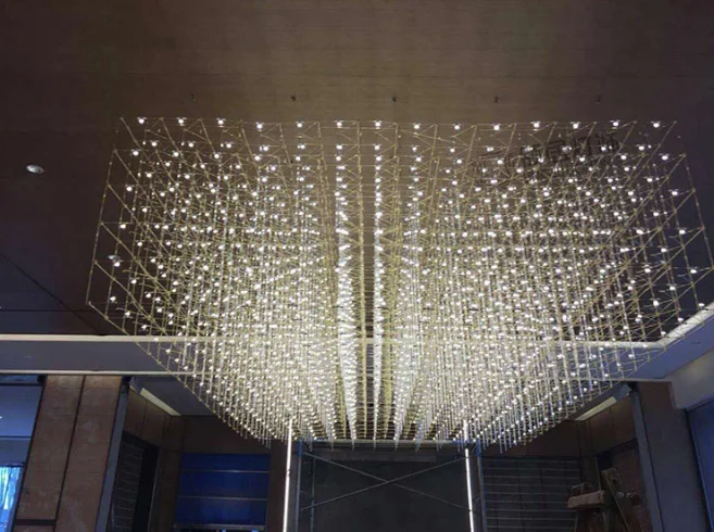 unusual modern  big LED square star chandelier for hotel lobby ceiling light