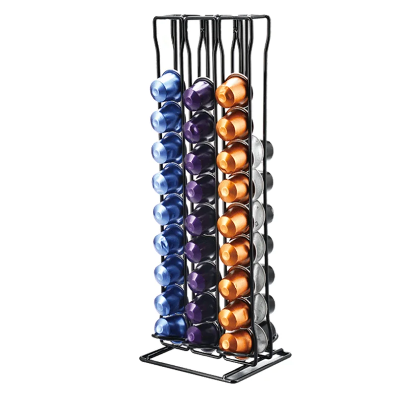 Coffee Machine Accessories Storage Tray Coffee Capsule Holder Black Iron Capsules Double Sided Coffee Pod Storage Rack