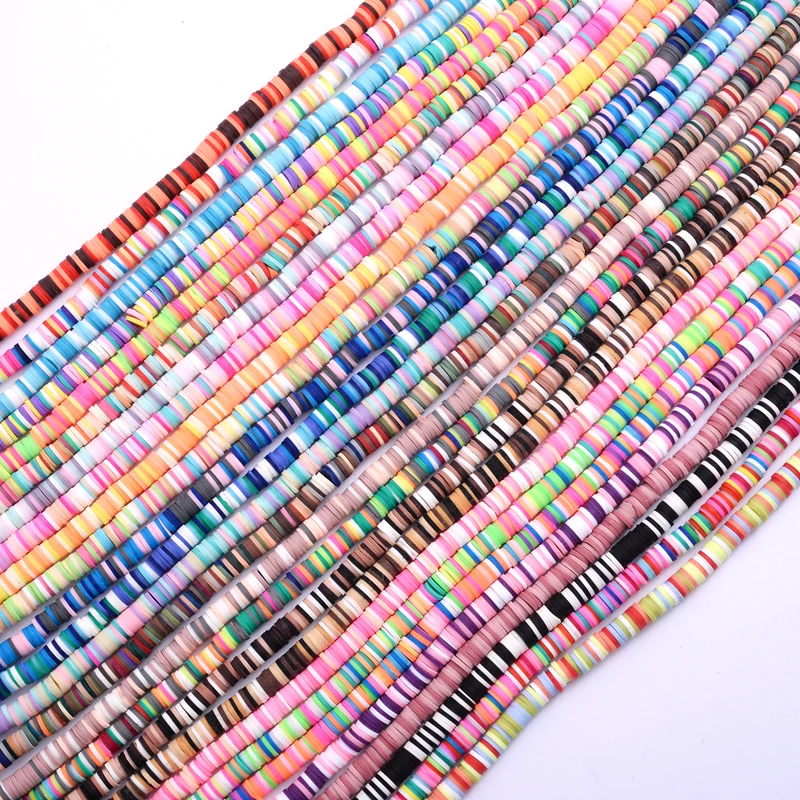 Плоские круглые бусины 6 мм из полимерной глины, разноцветные бусины-разделители для изготовления ювелирных изделий ручной работы, аксессуары «сделай сам»