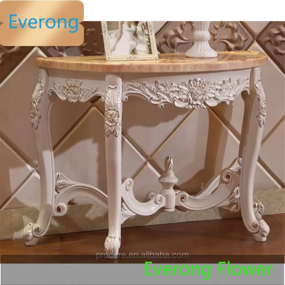 Deluxe Gilt Wood Carved Console Table and Chair, French Baroque Style Hallway Console Table