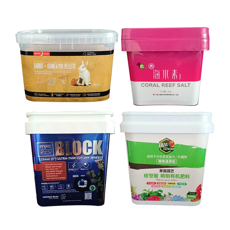 Factory Supply Food Grade Square Food Packing Plastic Bucket With lid Feed Packing Bucket Washing Powder Bucket