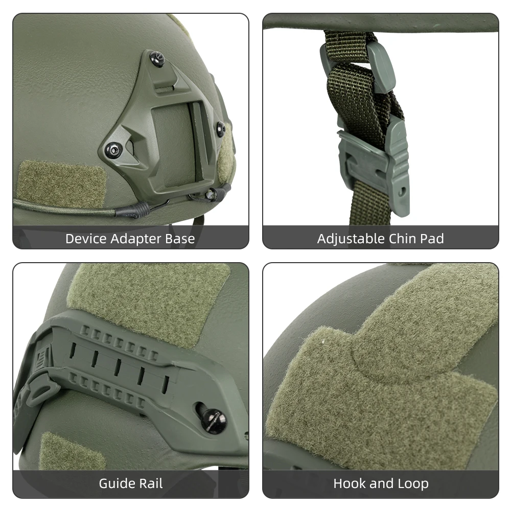 OBSHORSE Aramid And PE MICH Helmet With Rails New Upgrade Suspension Ear Protection System Tactical Combat MICH 2000 Helmet