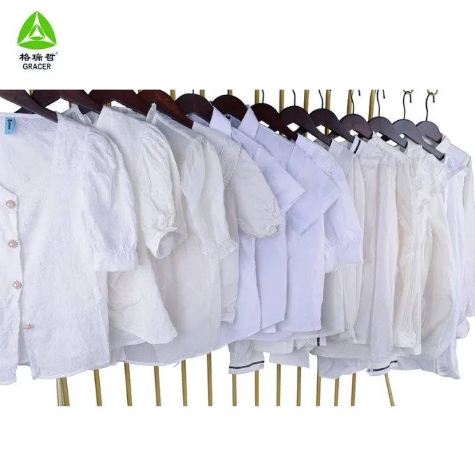 Low Minimum Summer Women White Blouse Second Hand Branded Clothes Used Clothes