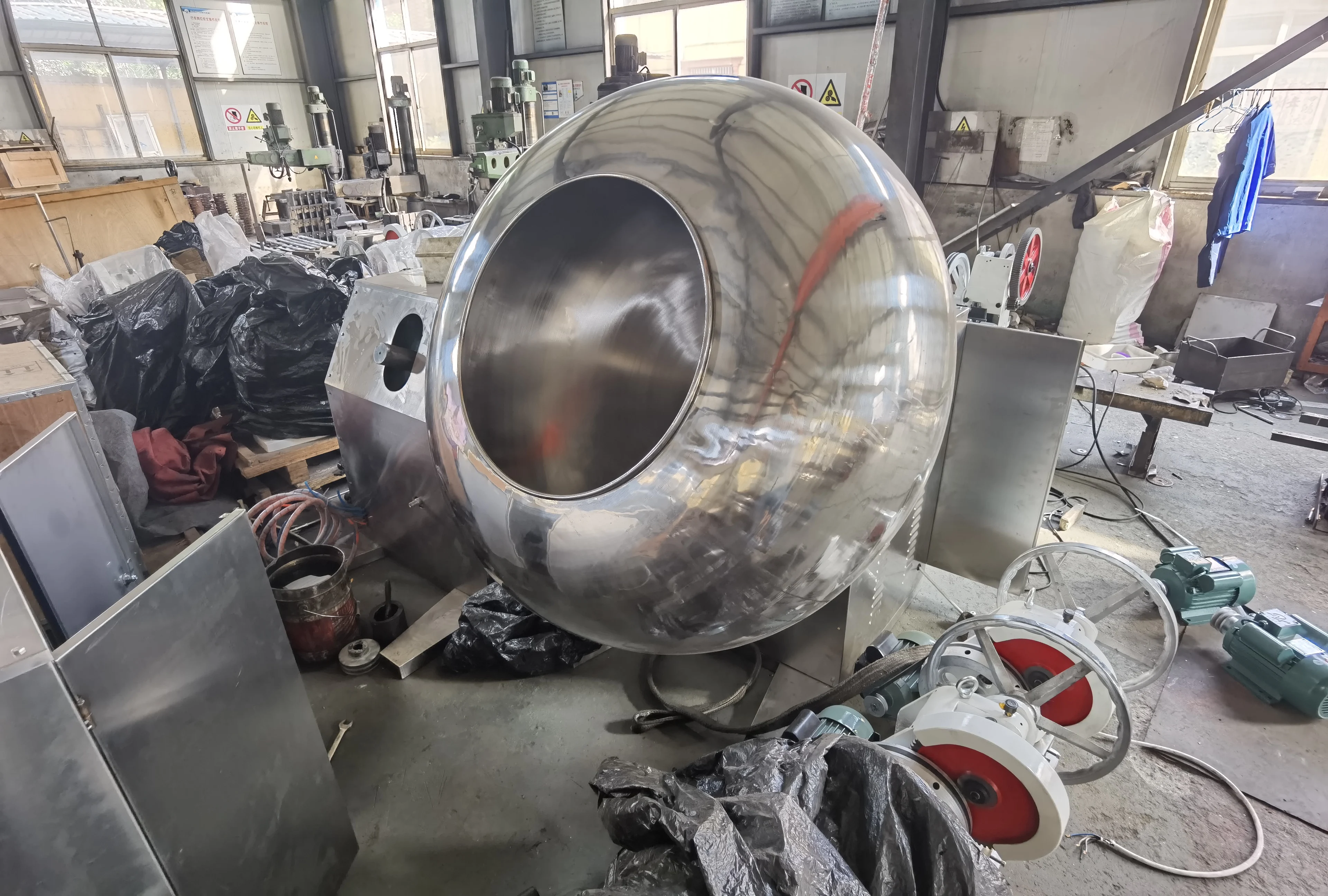 Drum Shape Automatic Sugar Chocolate Energy Ball Enrobing Coating Pan Machine