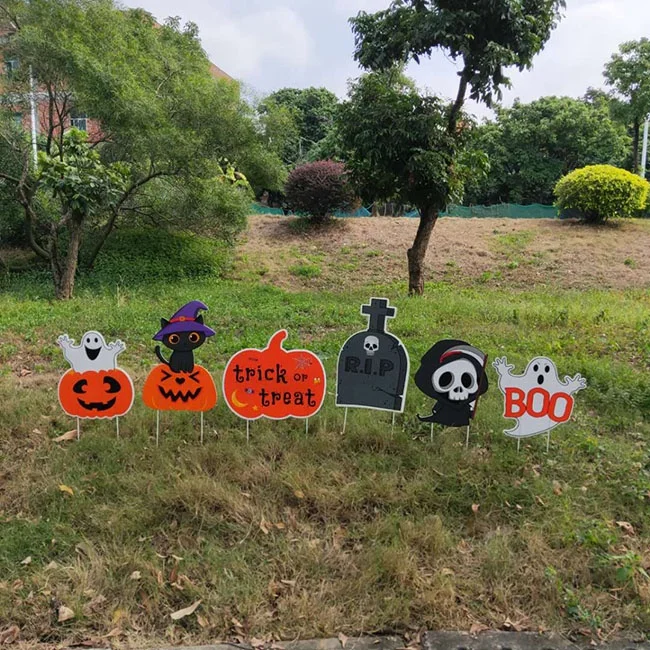 
Corrugated Board Halloween Pumpkin Ghost Tombstone Yard Lawn Decoration with Stake Signboard 