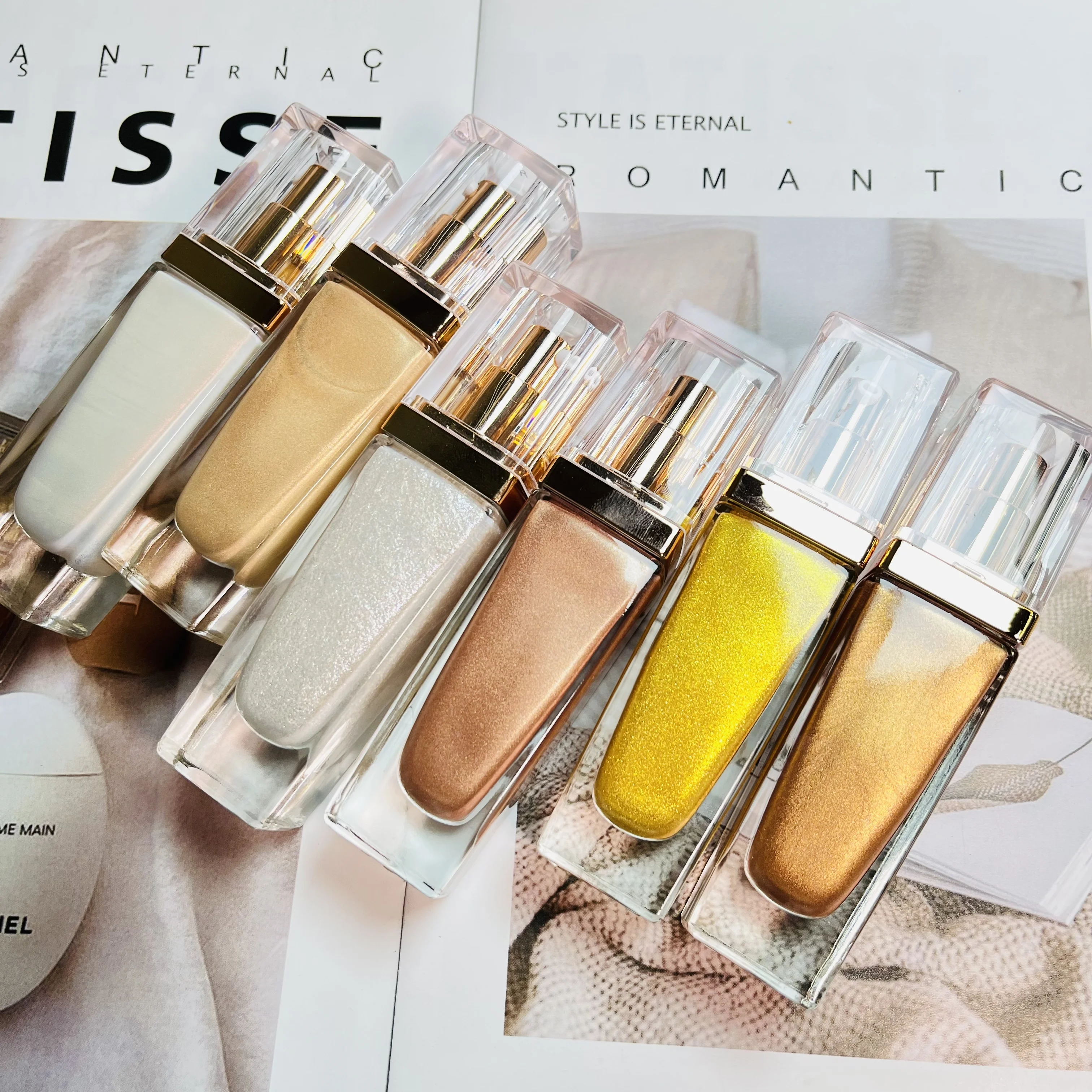 Оптовая продажа 6 видов цветов жидкий хайлайтер косметика макияж мерцающий Хайлайтер для тела