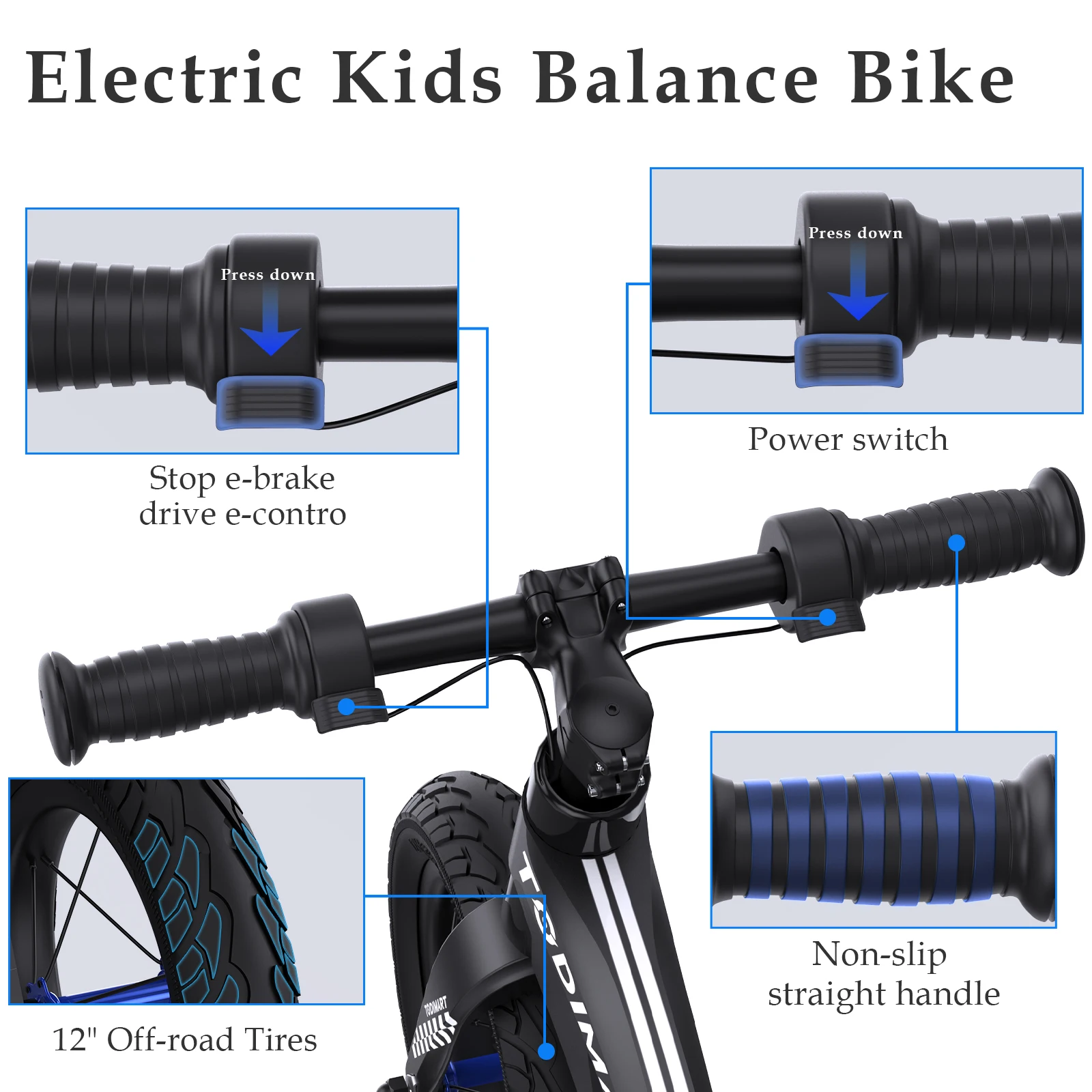 USA Warehouse Lithium Battery Powered Children Riding 12inch Electric Bicycle Toy Kids Balance Dirt Bike For Children