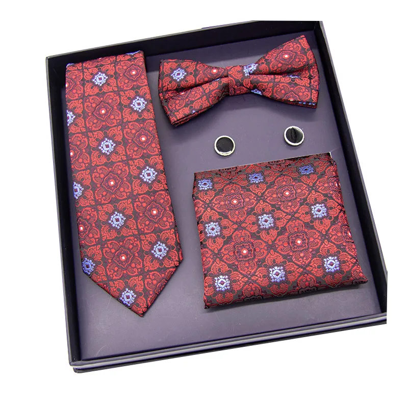 Ties for Men Set with Pocket Square Cufflink and Necktie Handkerchief in Gift Box