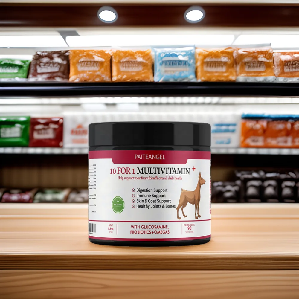 90 Soft Salmon Flavor Chews 10-in-1 Multivitamin Pet Vitamin Supplement Dogs Health Care Support Immunity Digestion Joint Heart