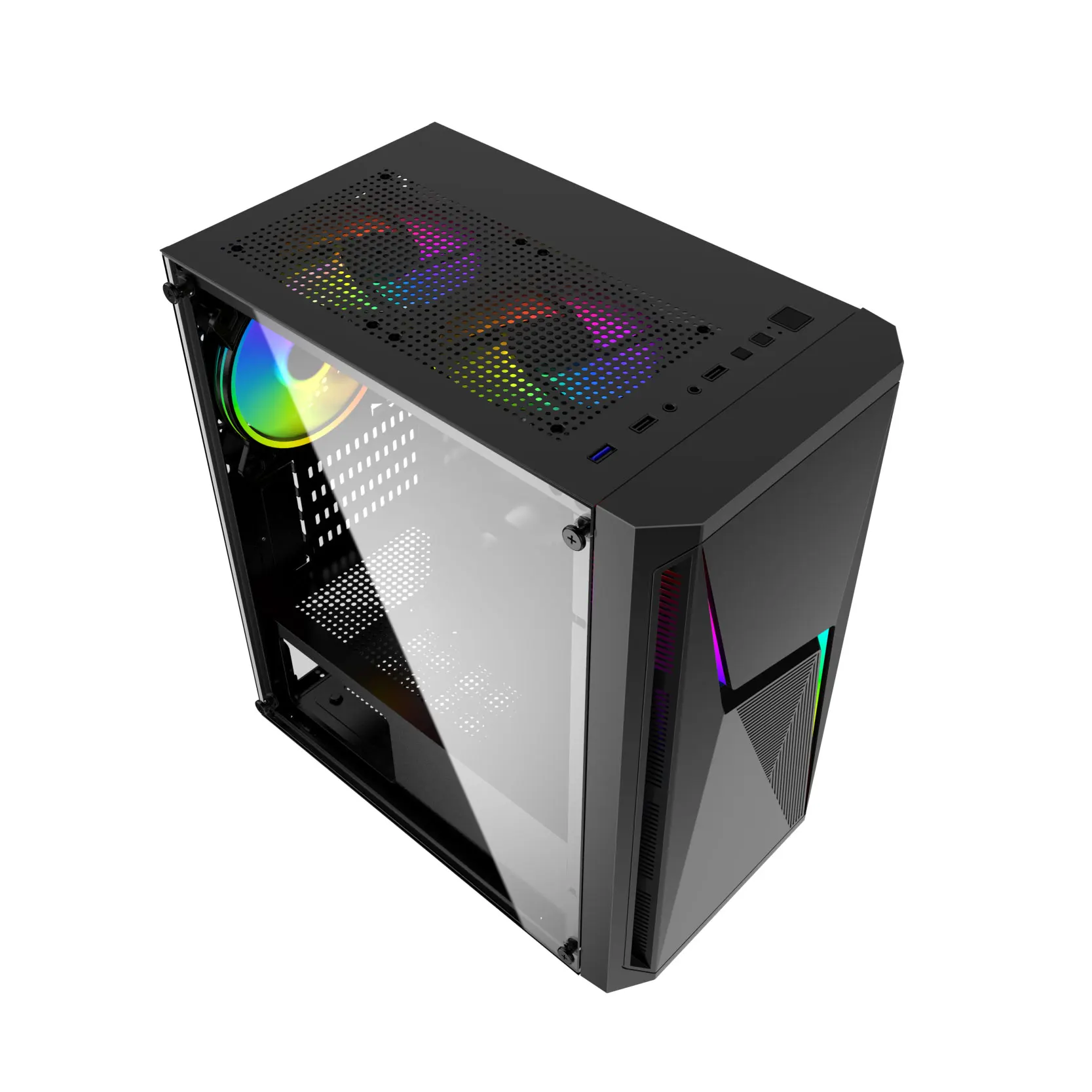 Оптовая продажа, MATX игровой чехол для ПК, usb, боковая панель из закаленного стекла, RGB-подсветка, игровой чехол для ПК