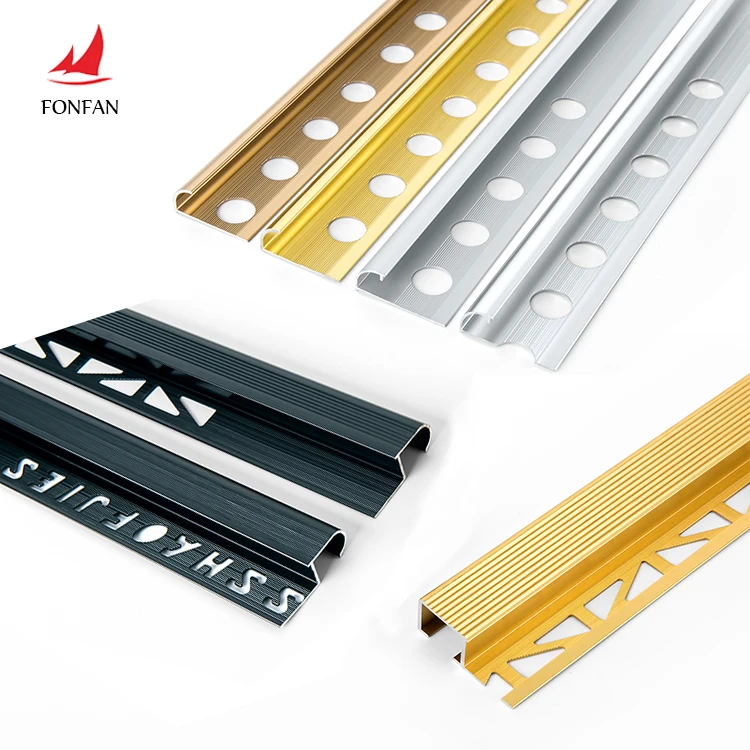 Custom Logo Tile Accessories various surface treatment Edging Metal Flexible Aluminum Stainless Steel tile trim corners supplier