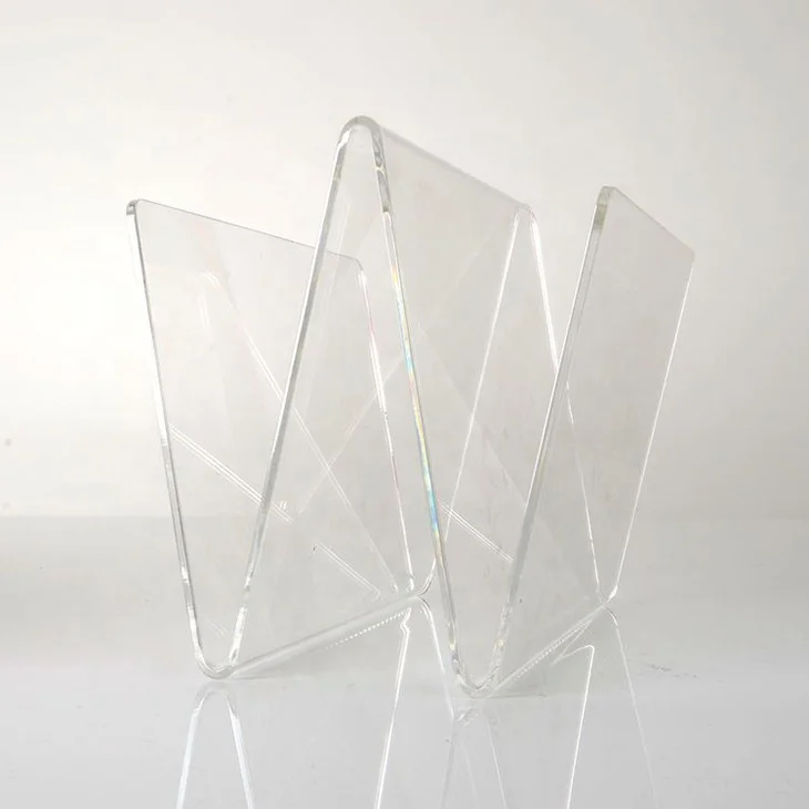 Beautiful high gloss w shape acrylic magazine holder