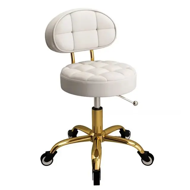 Luxury round Metal Hairdressing Chair with Sliding Stool & Backrest Massage Table for Home Bedroom Hotel Outdoor Use Living Room