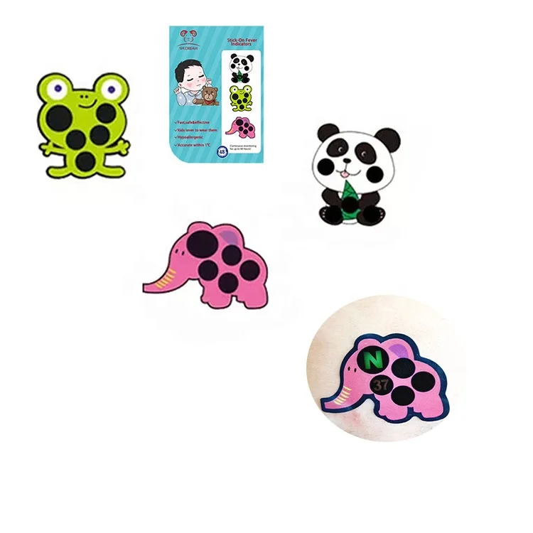 High Quality Crystal Thermometer Sticker Manufacture Forehead Fever Liquid Strips Cute Cartoon Shape for Household Use