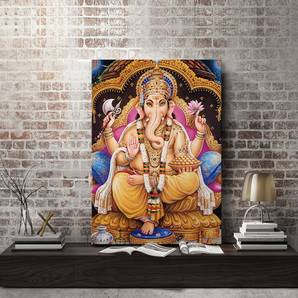 India famous god lord Ganesha wall art painting on canvas