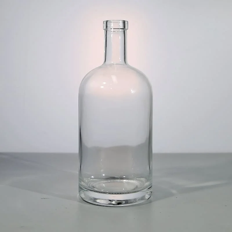 750ml Transparent Glass Bottle for Vodka and Whiskey - Custom Shape and Coating Variations