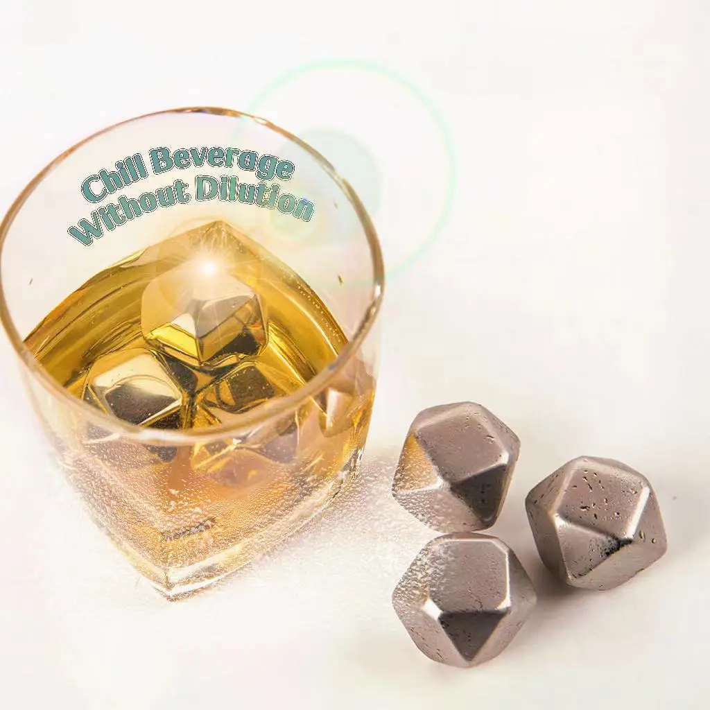 2023 Amazon Top Seller Frozen Liquid Gold Diamond Ice Cubes Gift Box With Wine Chiller Stick