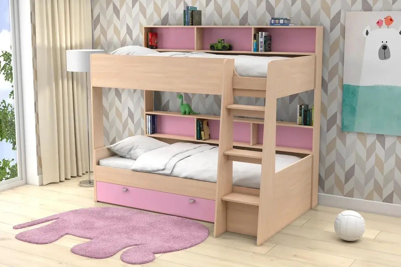 Exw Price Luxury Design Environmental Protection Materials Block Board Children Bunk Bed With Slide