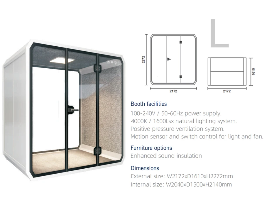 Fast Assemble Office Pods 2 Person Meeting Phone Booths Movable Sound Proof Office Phone Booth for Coworking Space