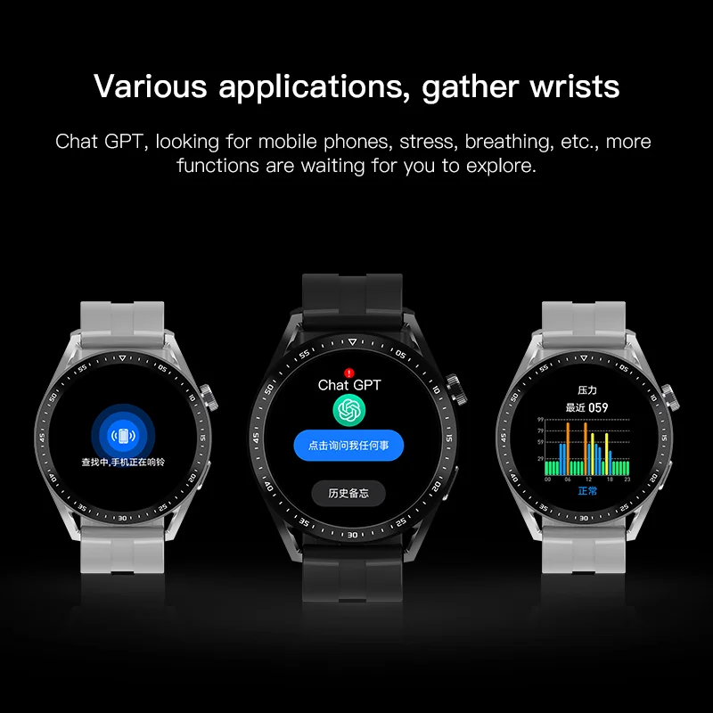 Reloj smart watch GT3 pro 1.53inch round wireless charger Dynamic dial men watches for sport wallet Chat GPT GT3pro smartwatch