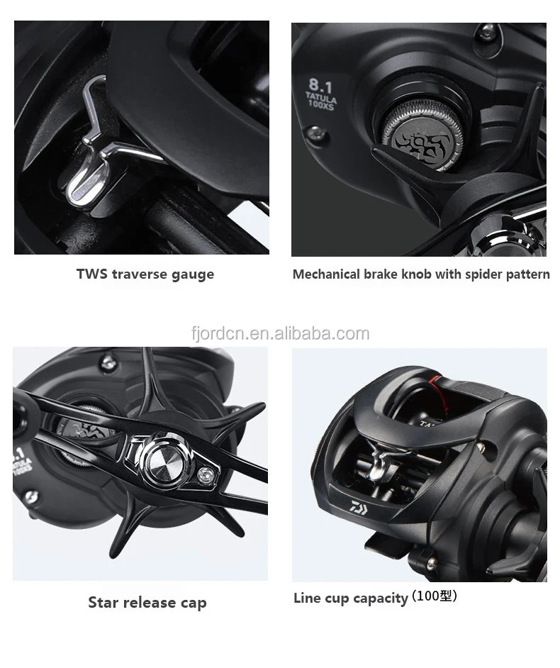 FJORD DAIWA 7+1BB brass gear set black spider deep sea drum  baitcasting fishing reel