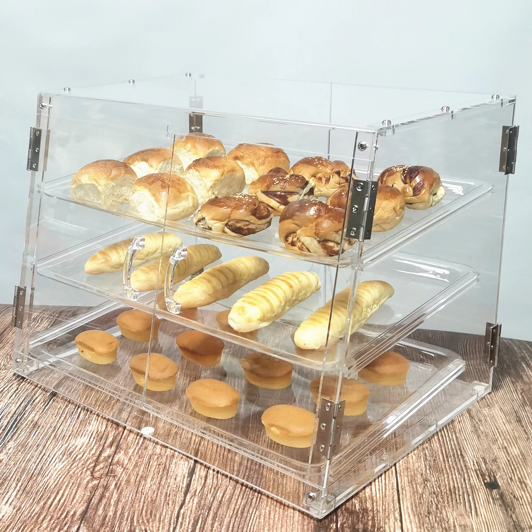 Custom bakery rack bakery shop display showcase with three tray bread display cabinet 3-tier cake stand